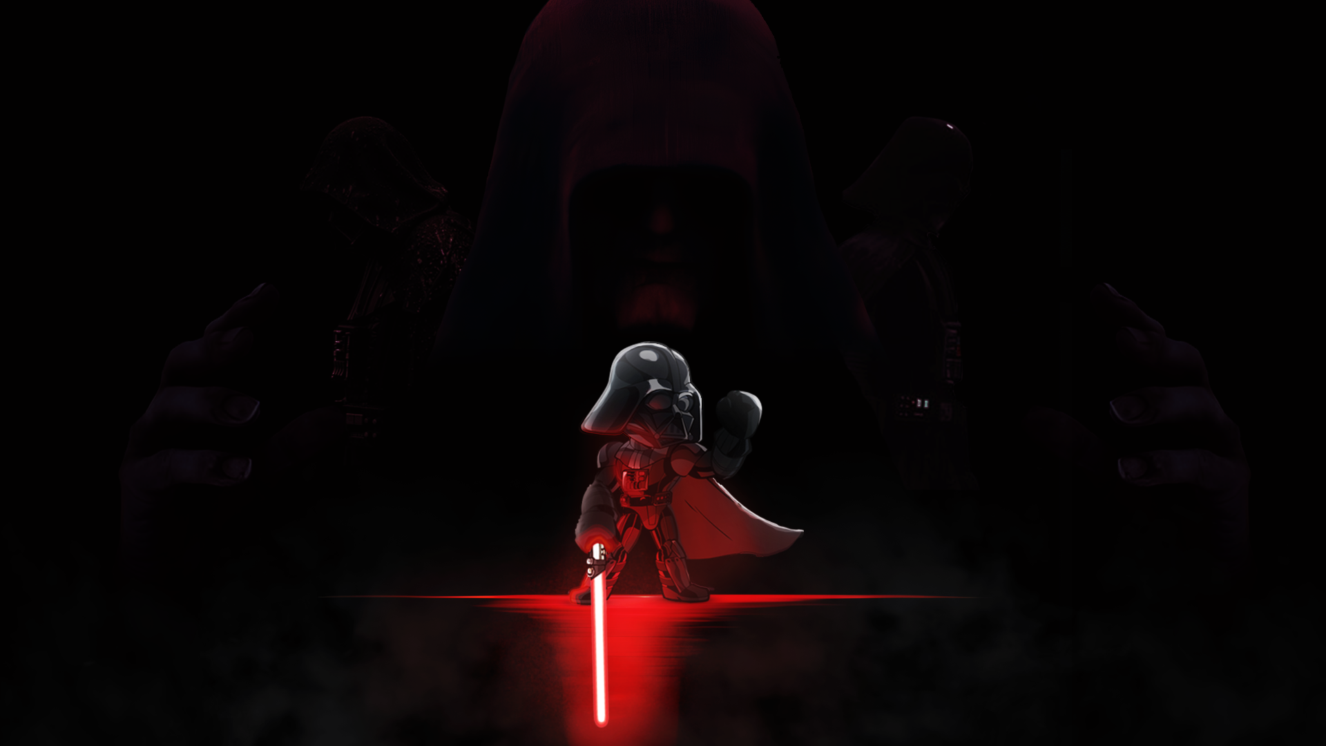 Brawlhalla-style Darth Vader composition with red lightsaber